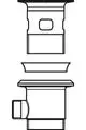 JADO Kelch mit breiter Öffnung, kühler Form und seitlichem Anschluss. Zeichnung zeigt die Details des Designs für Ideal Standard Produkte.